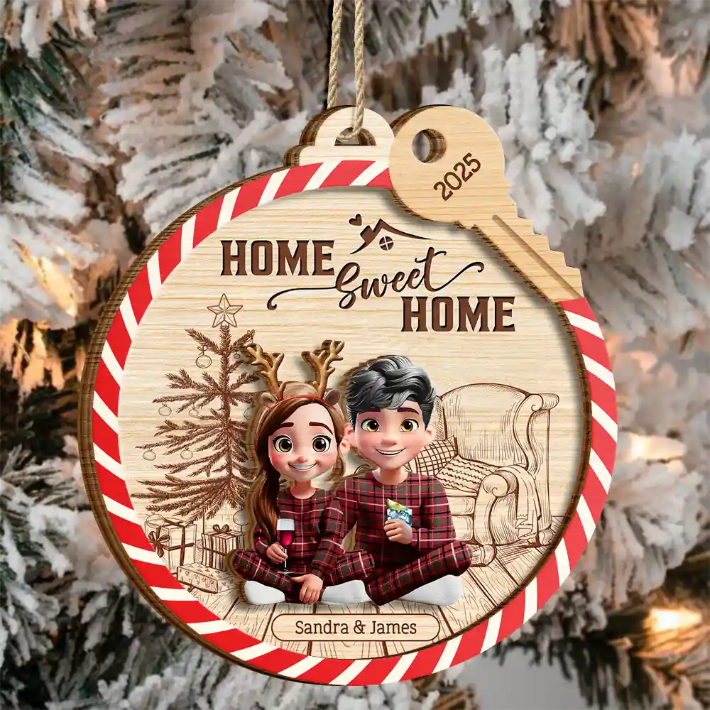Home Sweet Home - Personalized 2-Layered Wooden Ornament - Image 3