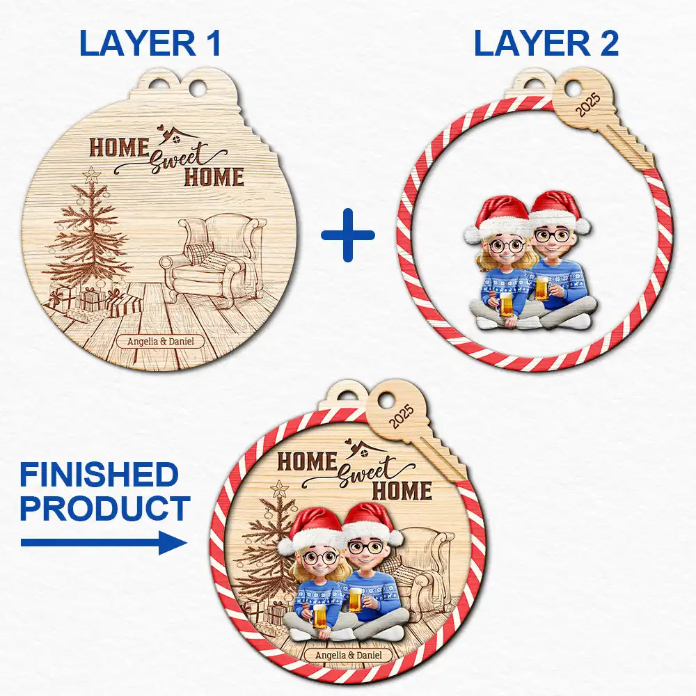 Home Sweet Home - Personalized 2-Layered Wooden Ornament - Image 6