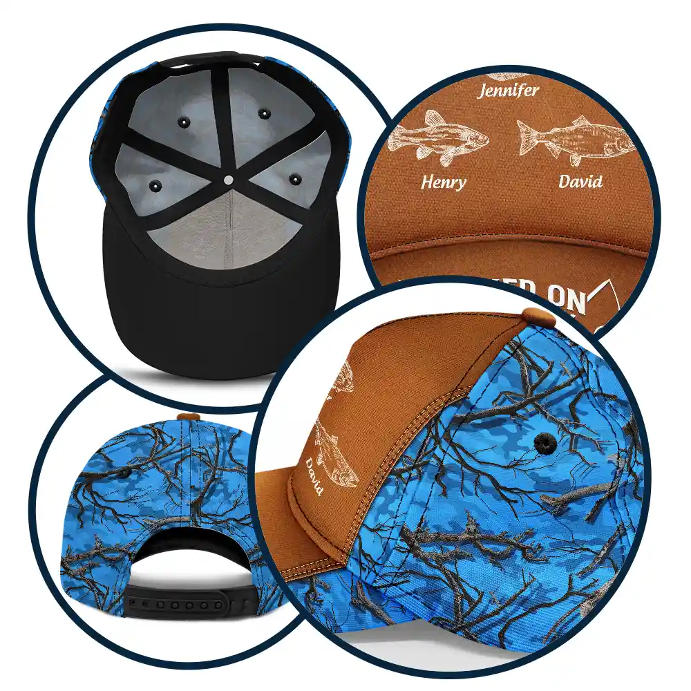 Hooked On Being Grandpa Fishing - Personalized Classic Cap - Image 5