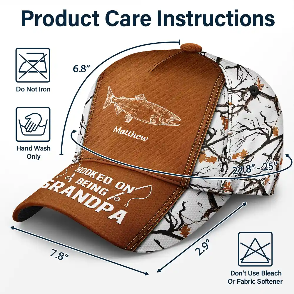 Hooked On Being Grandpa Fishing - Personalized Classic Cap - Image 6