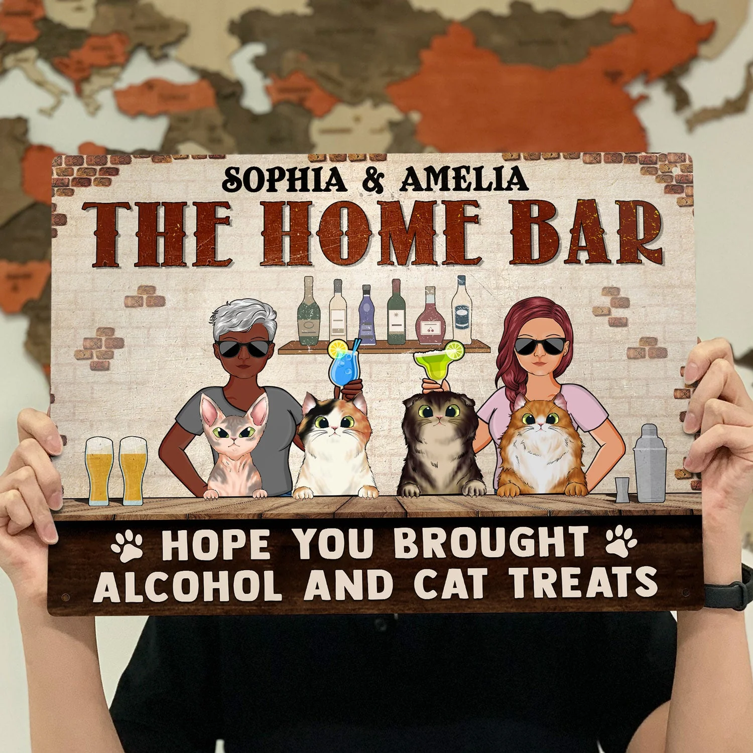 Hope You Brought Alcohol And Dog Treats Cat Treats - Home Decor, Backyard Sign, Gift For Couple, Husband, Wife, Pet Lovers - Personalized Custom Classic Metal Signs - Image 4