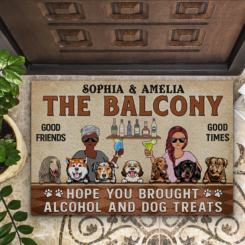 Hope You Brought Alcohol And Dog Treats Couple Husband Wife - Personalized Custom Doormat - Image 2