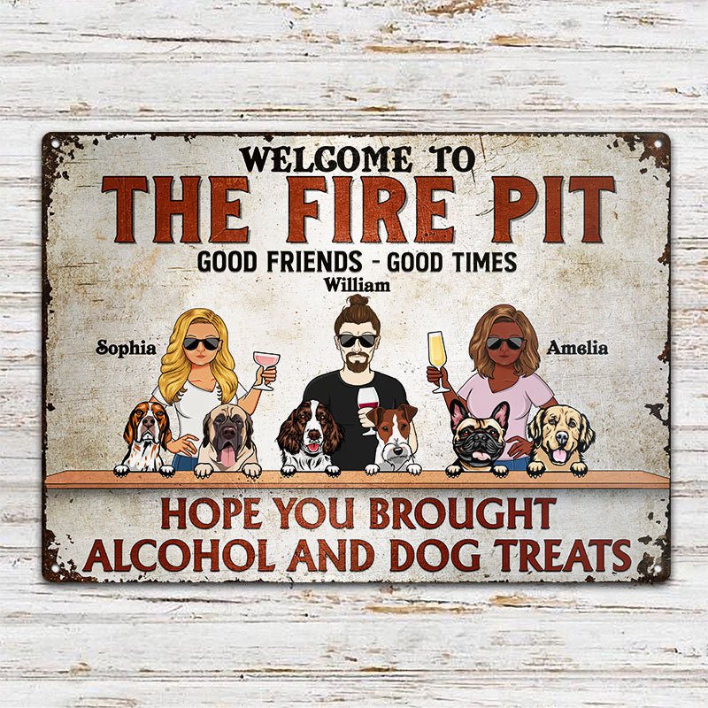 Hope You Brought Alcohol And Dog Treats Family Best Friends - Backyard Sign - Personalized Custom Classic Metal Signs - Image 2