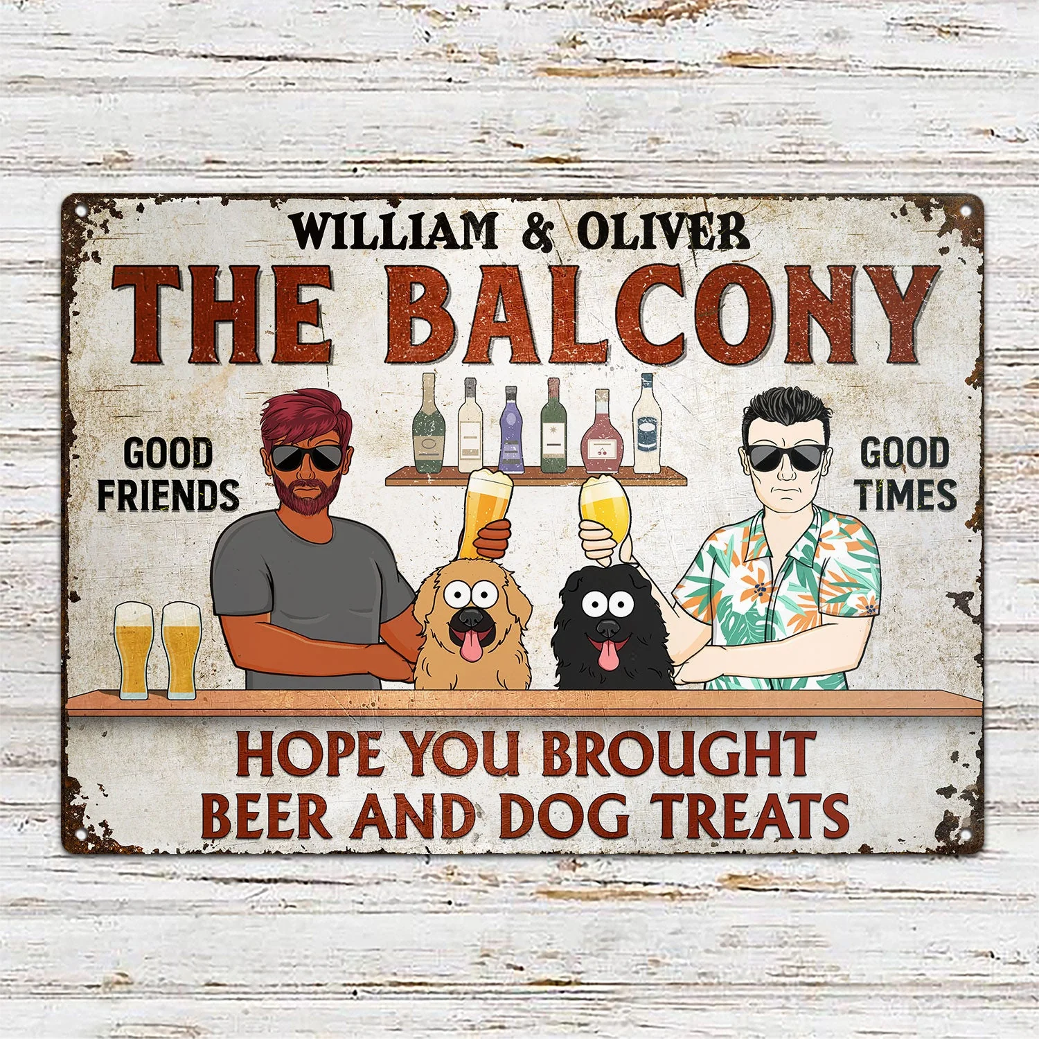 Hope You Brought Alcohol And Dog Treats Funny Cartoon Dog - Backyard Sign, Gift For Couples - Personalized Classic Metal Signs - Image 2
