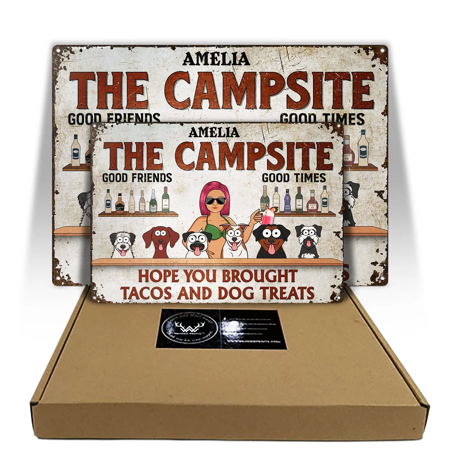 Hope You Brought Alcohol And Dog Treats Funny Cartoon Dog - Backyard Sign, Gift For Couples - Personalized Classic Metal Signs - Image 5