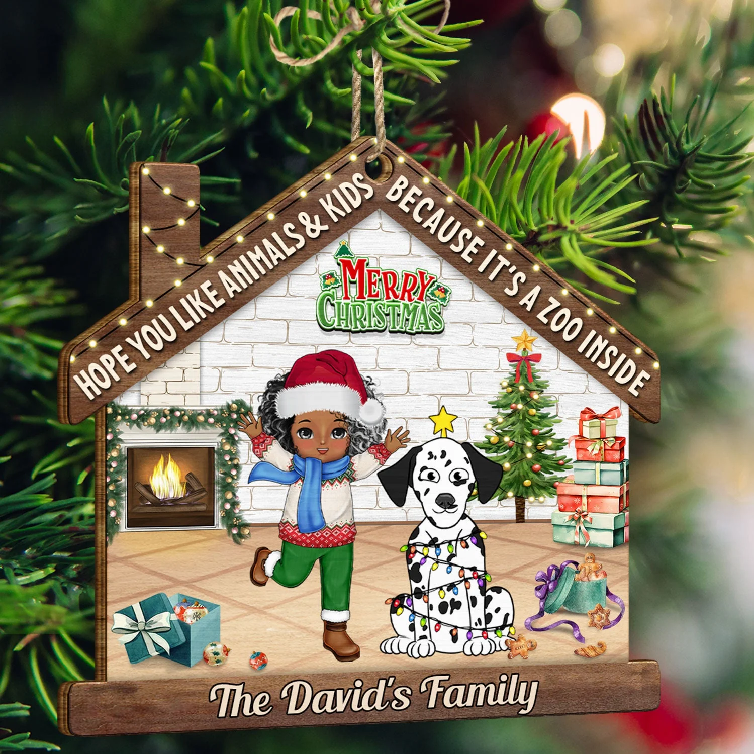 Hope You Like Animals And Kids - Christmas Gift For Family, Parents, Pet Lovers - Personalized Custom Shaped Wooden Ornament - Image 3