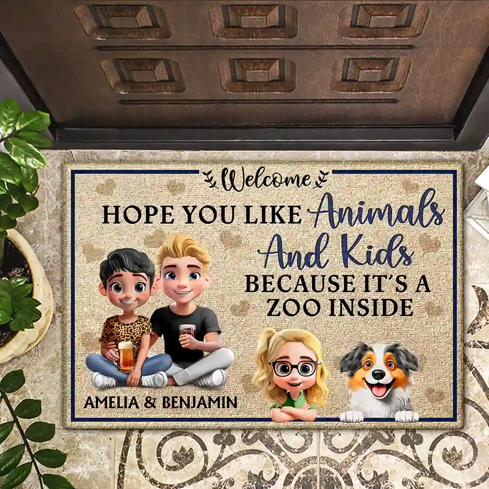 Hope You Like Animals And Kids New Version - Personalized Doormat - Image 2