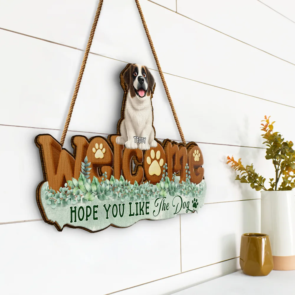 Welcome Hope You Like Dogs Cats - Personalized Custom Shaped Wood Sign - Image 2