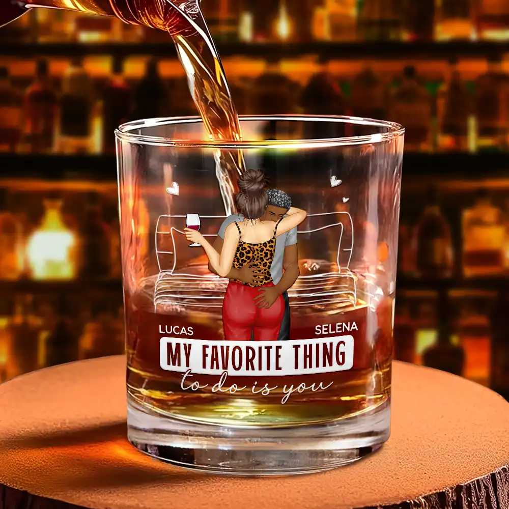 Hot Back Couple My Favorite Thing To Do Is You - Personalized Whiskey Glass - Image 4