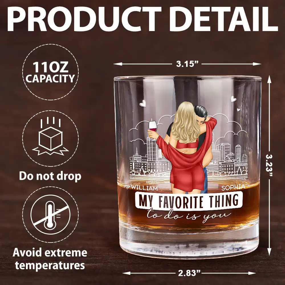 Hot Back Couple My Favorite Thing To Do Is You - Personalized Whiskey Glass - Image 5