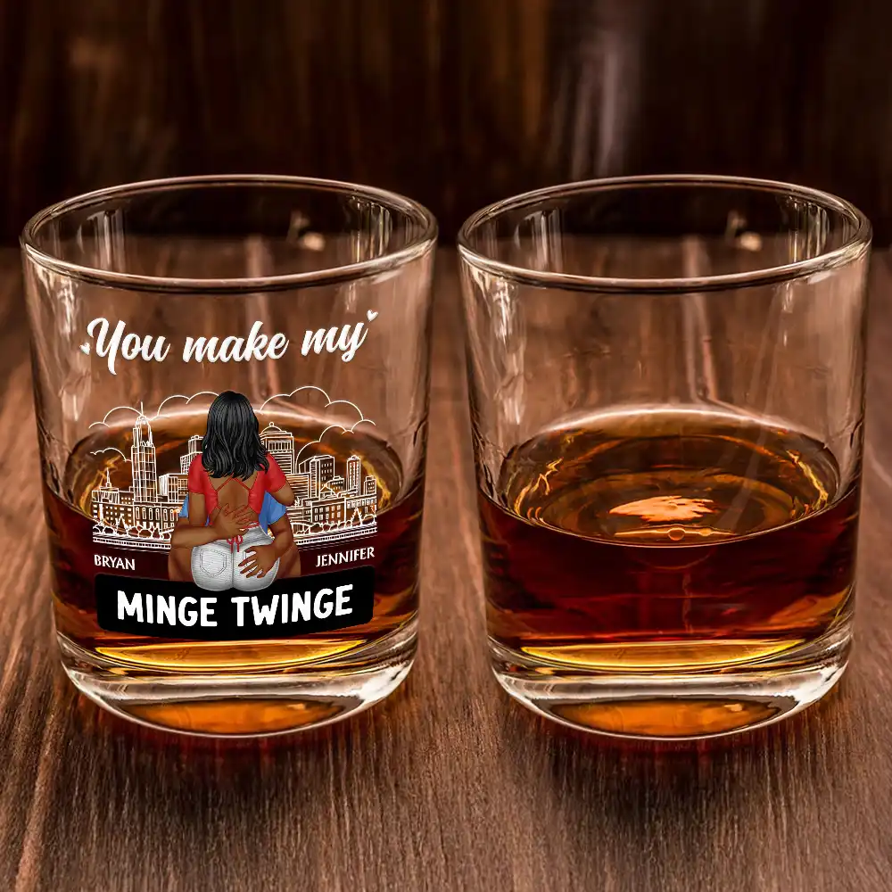 Hot Couple I Love Your Willy And You - Personalized Whiskey Glass - Image 2