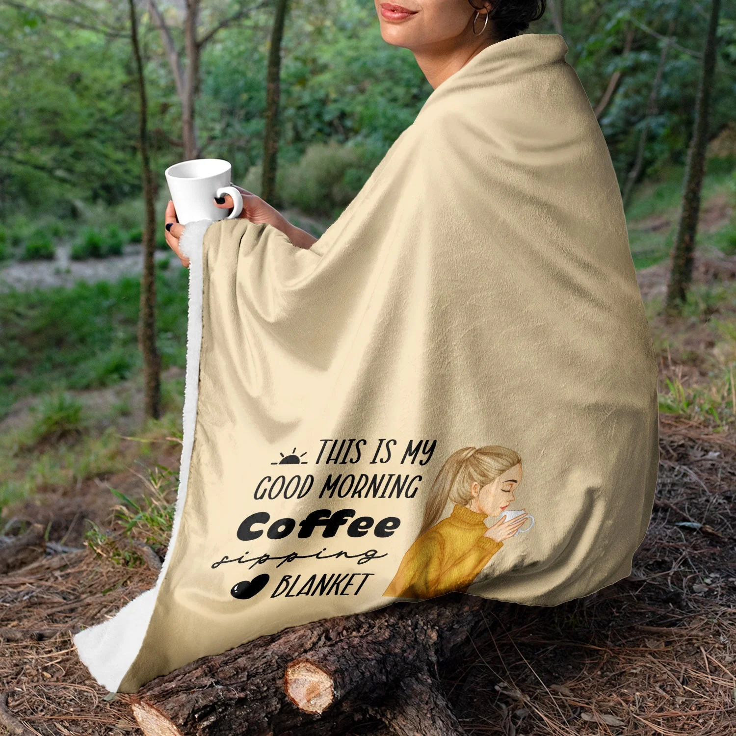 Hot Tea Sipping - Gift For Yourself, Gift For Women - Personalized Fleece Blanket - Image 3