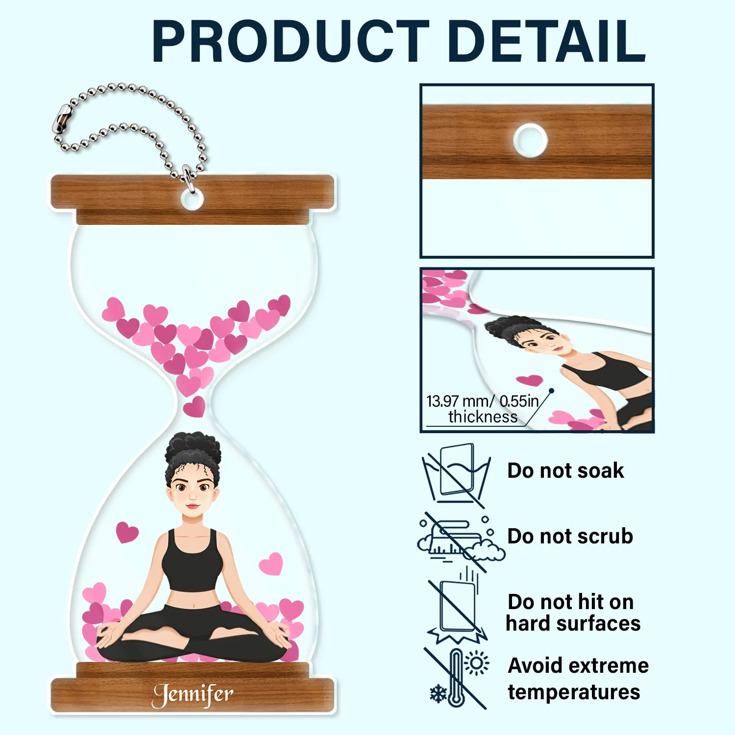 Hourglass - Gift For Yoga Lovers - Personalized Acrylic Car Hanger - Image 5