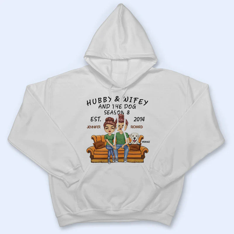 Hubby And Wifey Season Married Couple And Dog - Anniversary Gift - Personalized Custom T Shirt - Image 4
