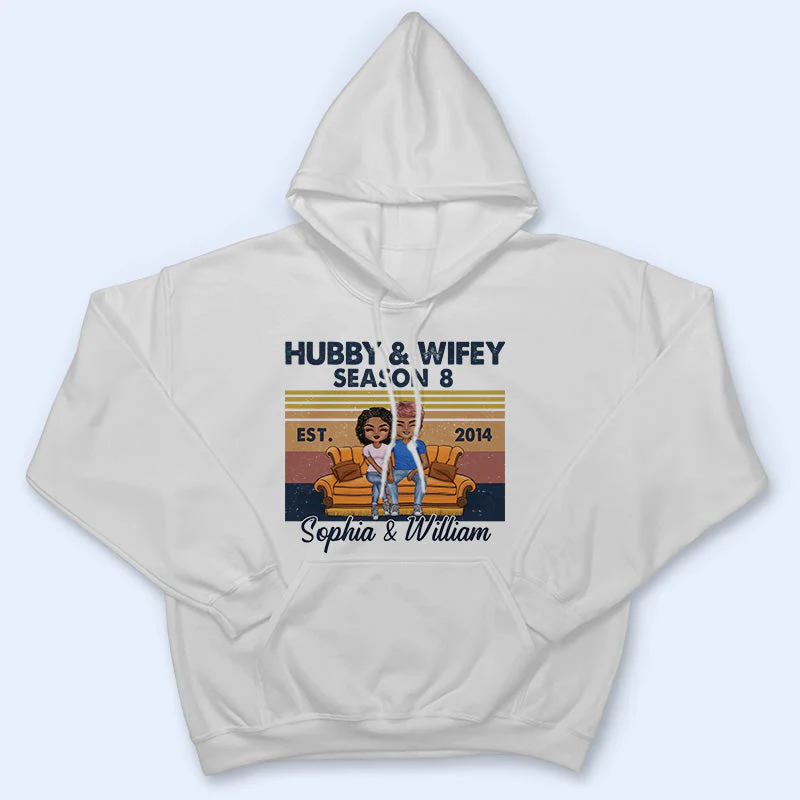 Hubby And Wifey Season Married Couple Retro - Anniversary Gift - Personalized Custom T Shirt - Image 4