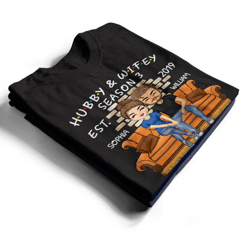 Hubby And Wifey Season Married - Gift For Couple - Personalized Custom T Shirt - Image 2