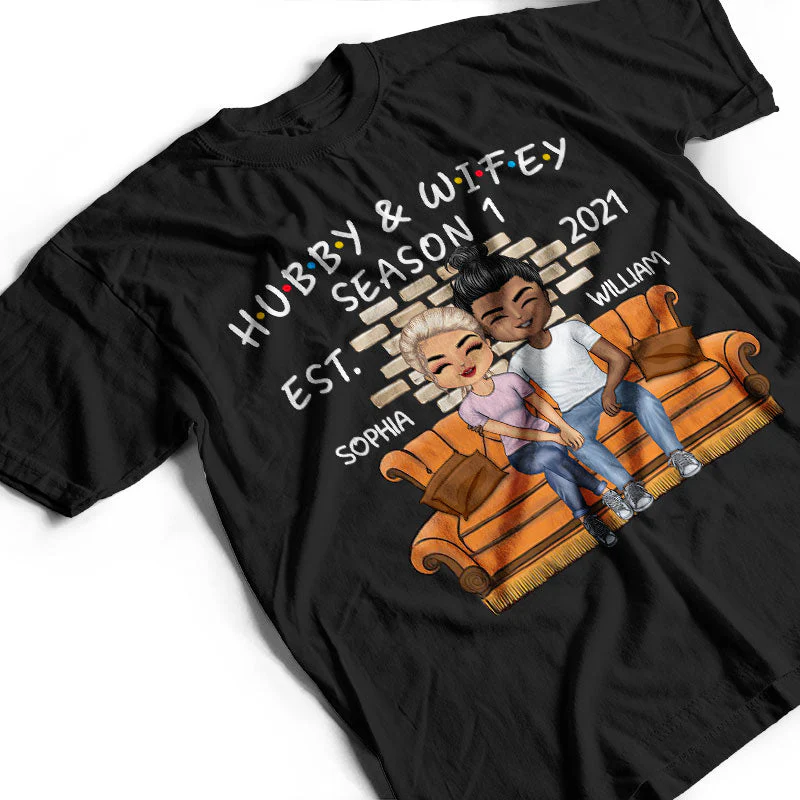 Hubby And Wifey Season Married - Gift For Couple - Personalized Custom T Shirt - Image 3