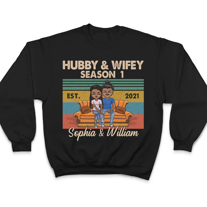 Hubby And Wifey Season Married Retro - Gift For Couple - Personalized Custom T Shirt - Image 5
