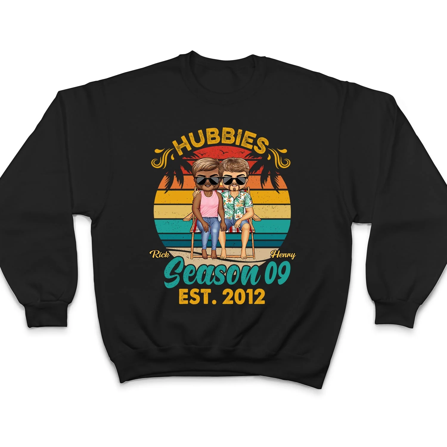 Hubby And Wifey Seasons Beach - Birthday, Anniversary Gift For Spouse, Lover, Husband, Wife, Boyfriend, Girlfriend, Couple - Personalized Custom T Shirt - Image 5