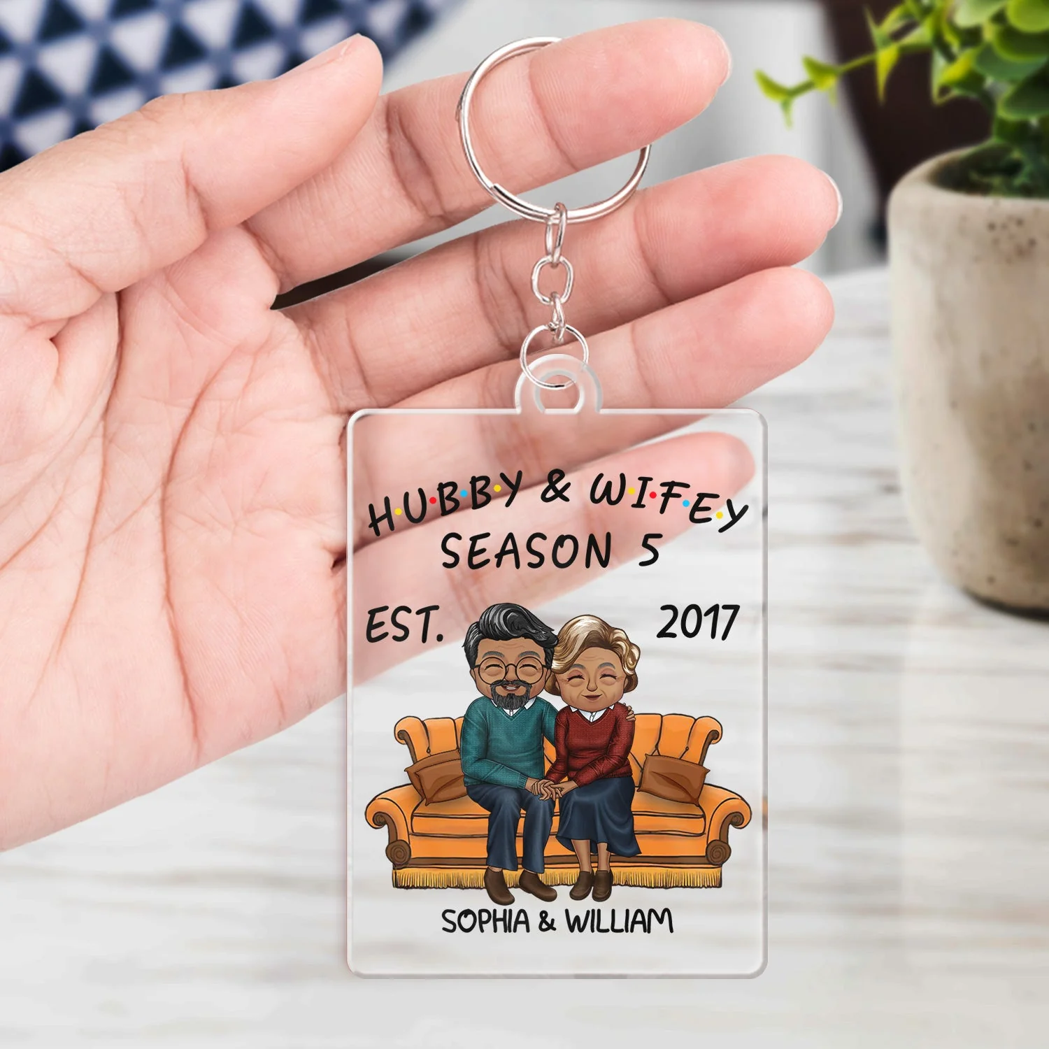 Hubby And Wifey Seasons - Birthday, Anniversary Gift For Spouse, Lover, Husband, Wife, Boyfriend, Girlfriend, Couple - Personalized Custom Acrylic Keychain - Image 4