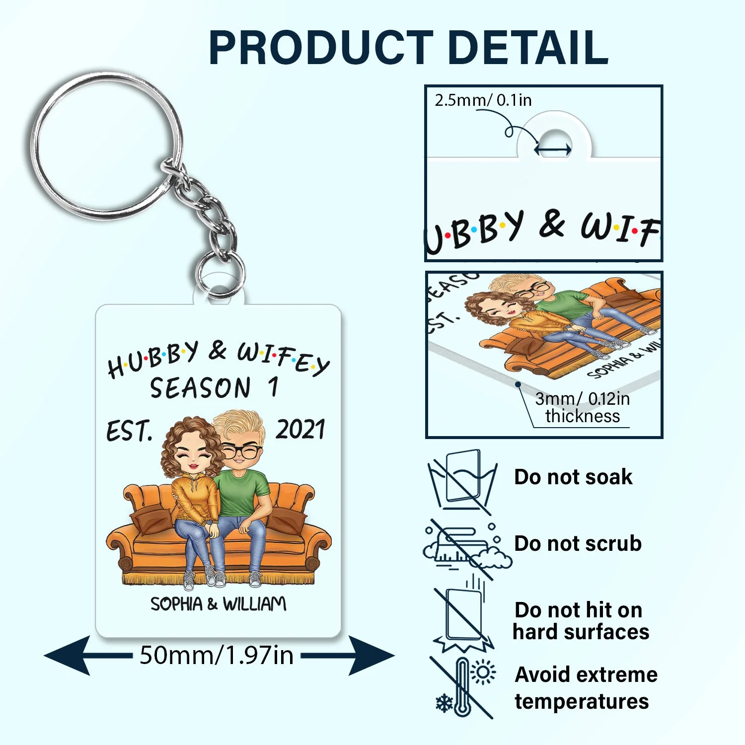 Hubby And Wifey Seasons - Birthday, Anniversary Gift For Spouse, Lover, Husband, Wife, Boyfriend, Girlfriend, Couple - Personalized Custom Acrylic Keychain - Image 5