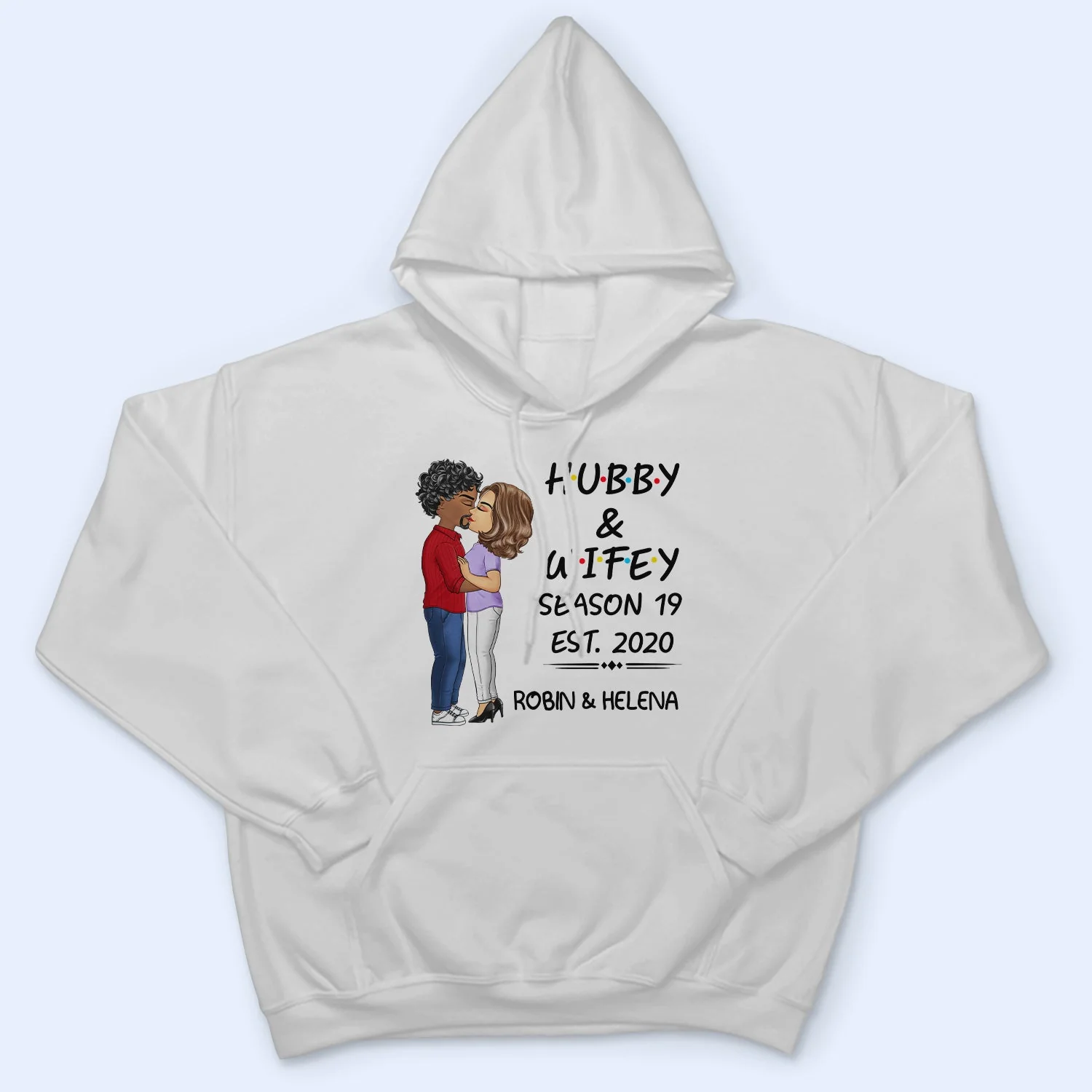 Hubby And Wifey Seasons Chibi Kissing Couple Sideview - Birthday, Anniversary Gift For Spouse, Lover, Husband, Wife, Boyfriend, Girlfriend - Personalized T Shirt - Image 4