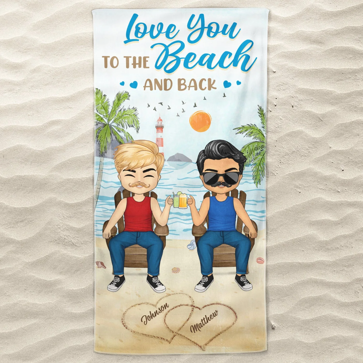 Hubby Wifey Season - Gift For Couple, Summer Vibe - Personalized Custom Beach Towel - Image 3