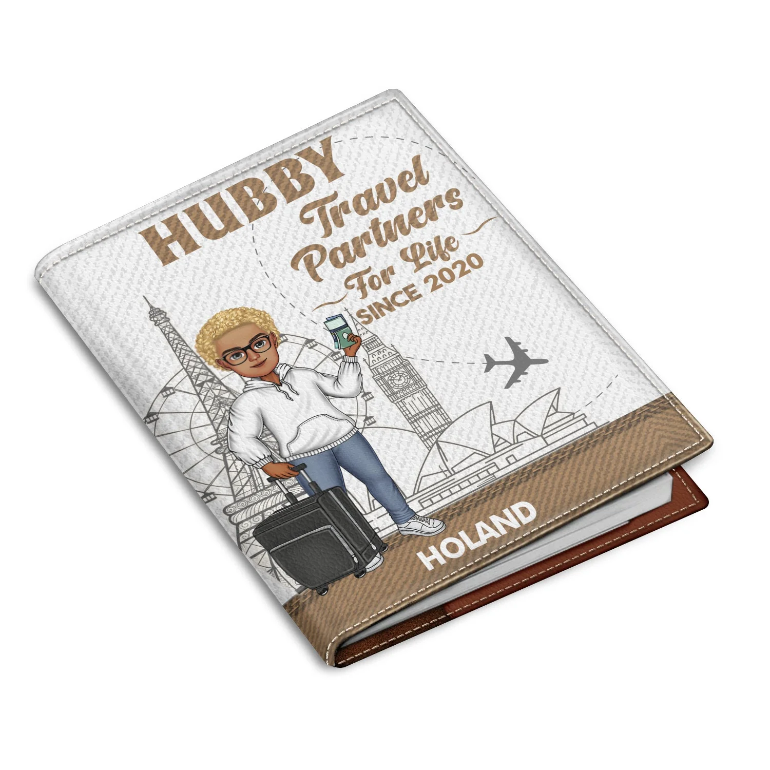 Hubby & Wifey Travel Partners For Life - Gift For Couples, Traveling Lovers Couple - Personalized Passport Cover, Passport Holder - Image 2