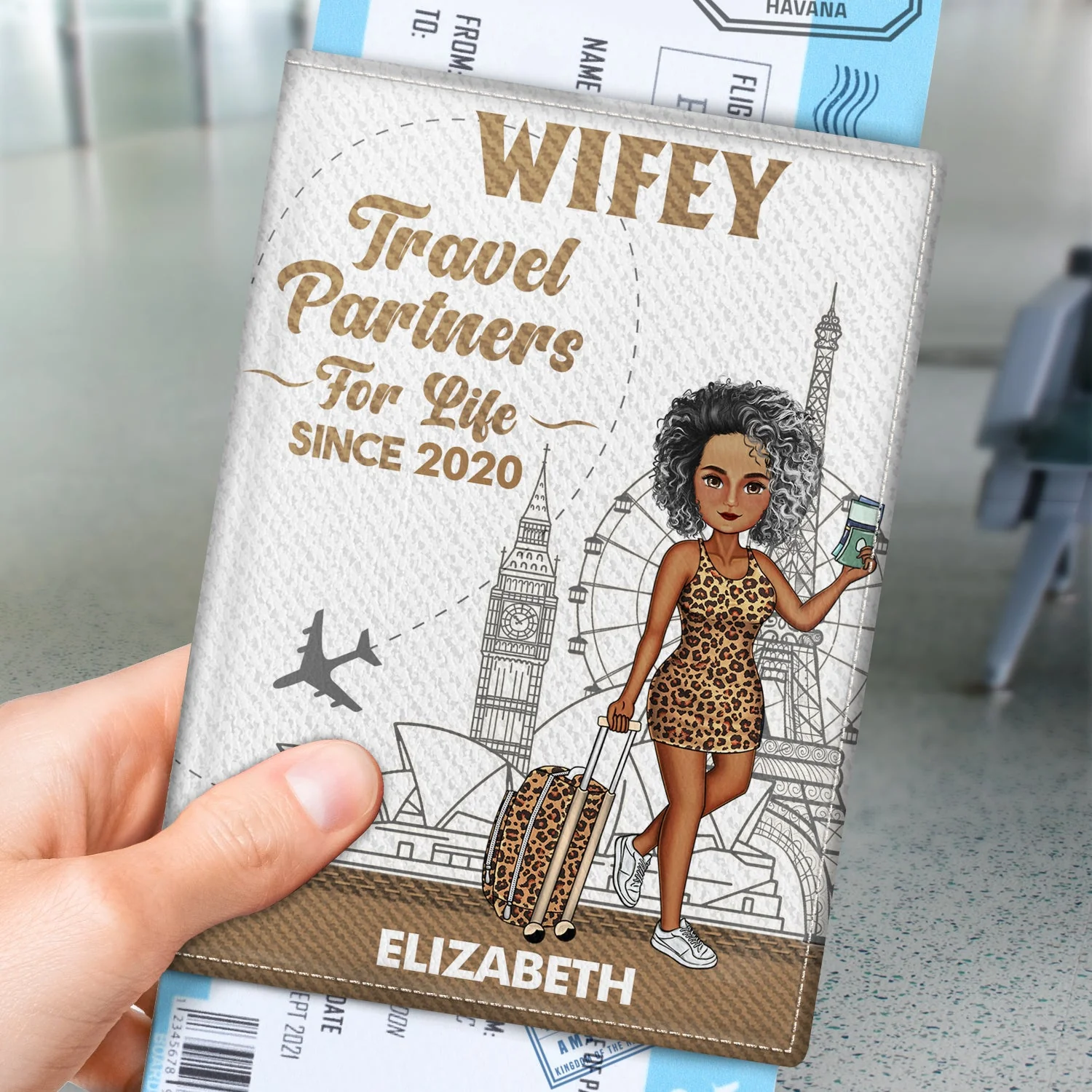 Hubby & Wifey Travel Partners For Life - Gift For Couples, Traveling Lovers Couple - Personalized Passport Cover, Passport Holder - Image 3