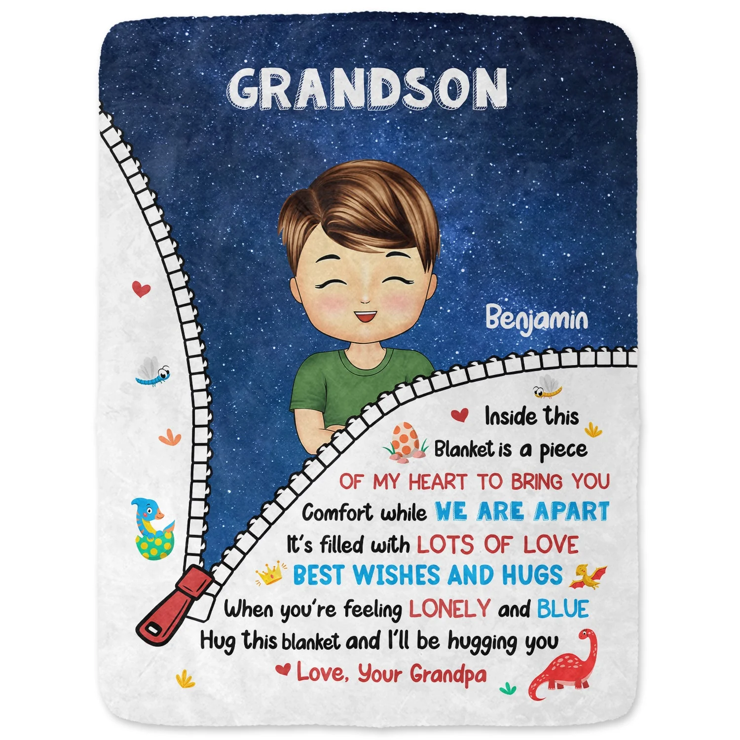 Hug This Blanket And I'll Be Hugging You - Gift For Granddaughter, Grandson, Kids - Personalized Fleece Blanket, Sherpa Blanket - Image 2