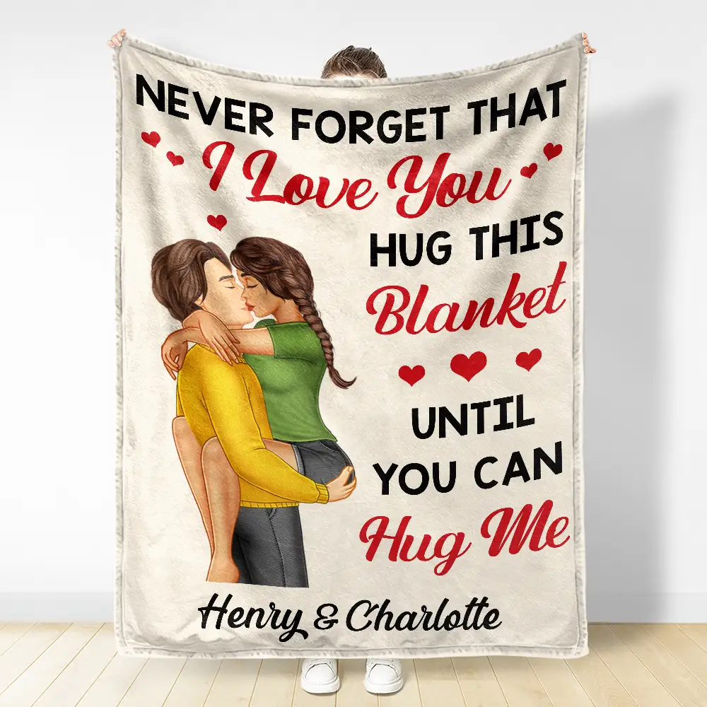 Hug This Blanket Until You Can Hug Me Couples - Personalized Fleece Blanket, Sherpa Blanket - Image 3