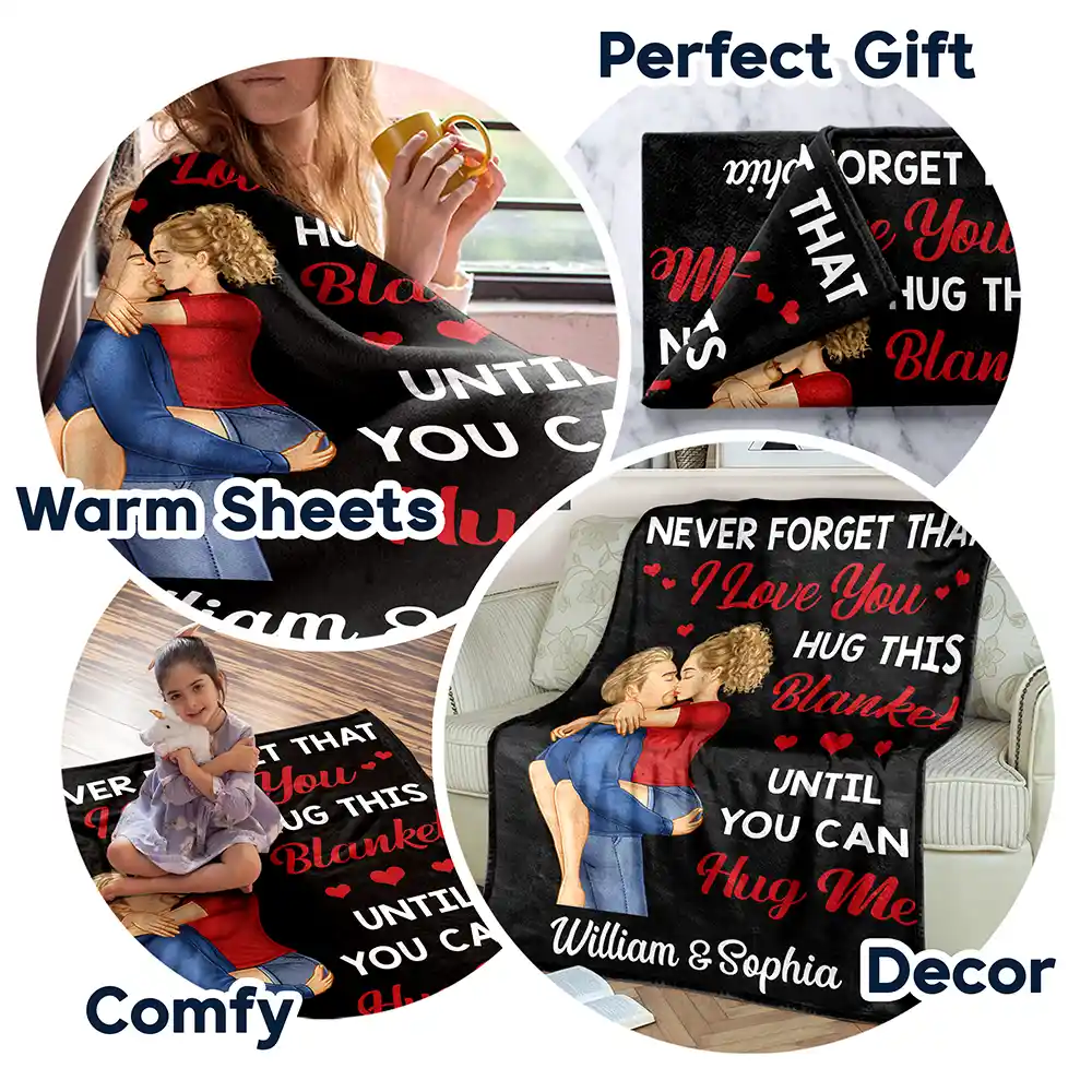 Hug This Blanket Until You Can Hug Me Couples - Personalized Fleece Blanket, Sherpa Blanket - Image 7