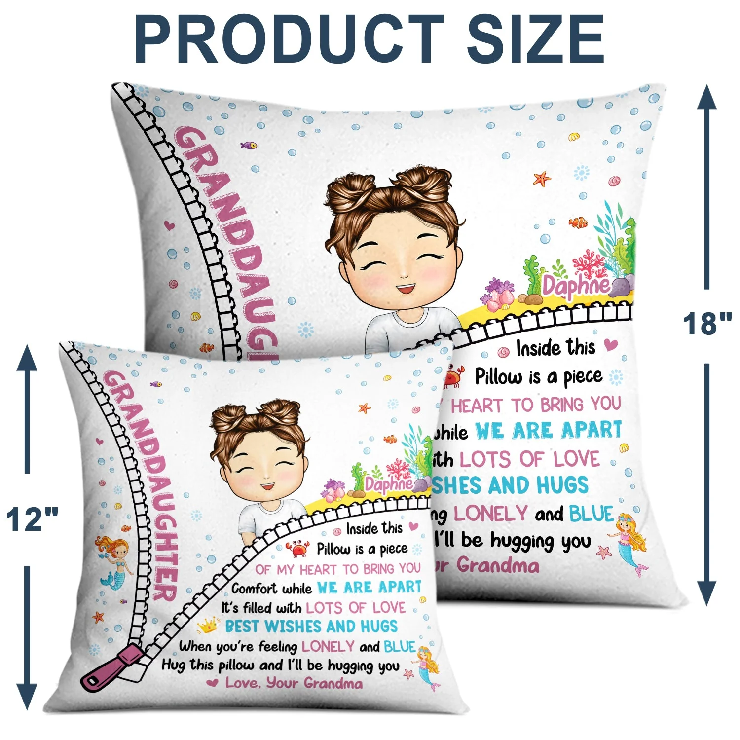 Hug This Pillow And I'll Be Hugging You - Gift For Granddaughter, Grandson, Kids - Personalized Pillow - Image 4