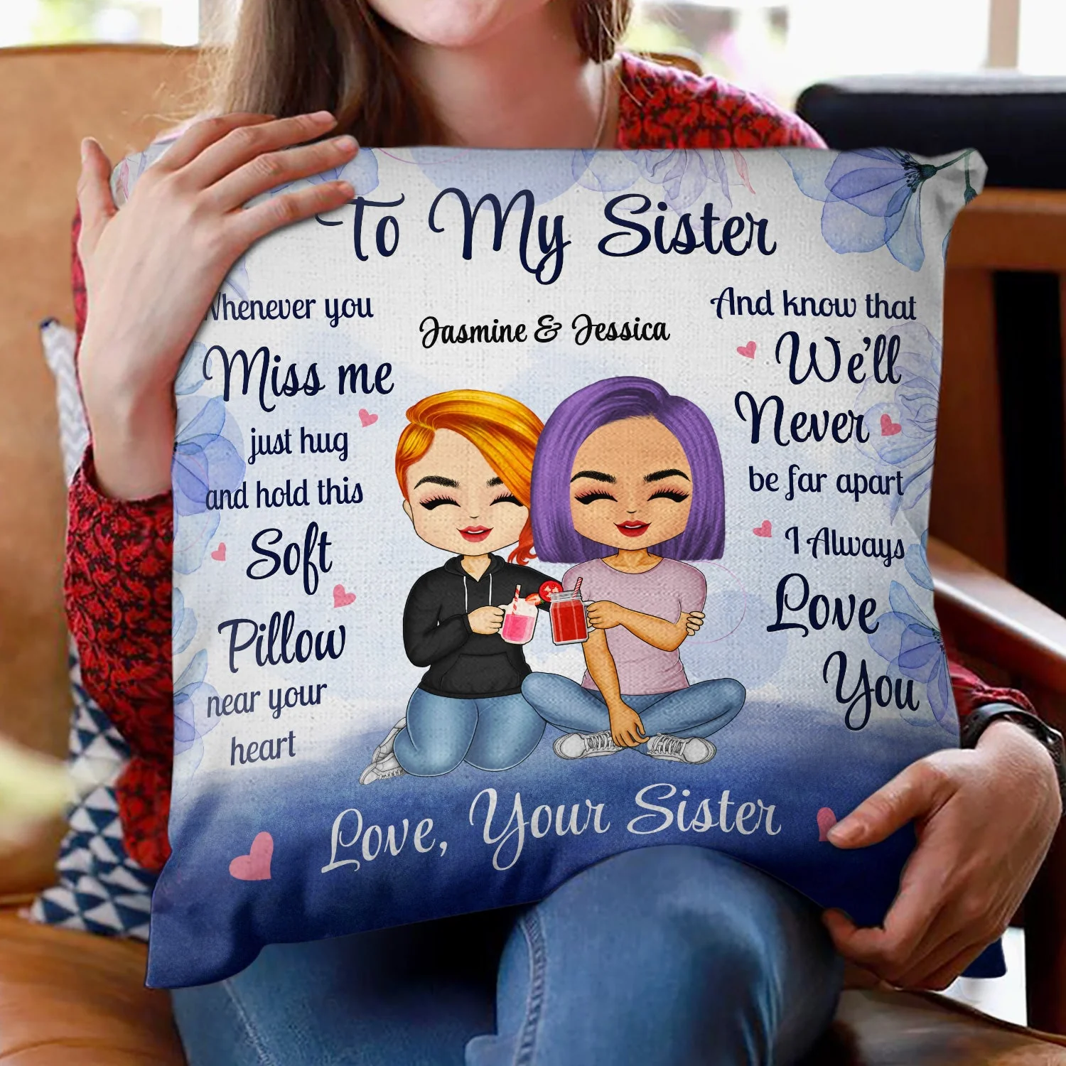 Hug This Pillow Morning Noon Night - Gift For Sister - Personalized Pillow - Image 2