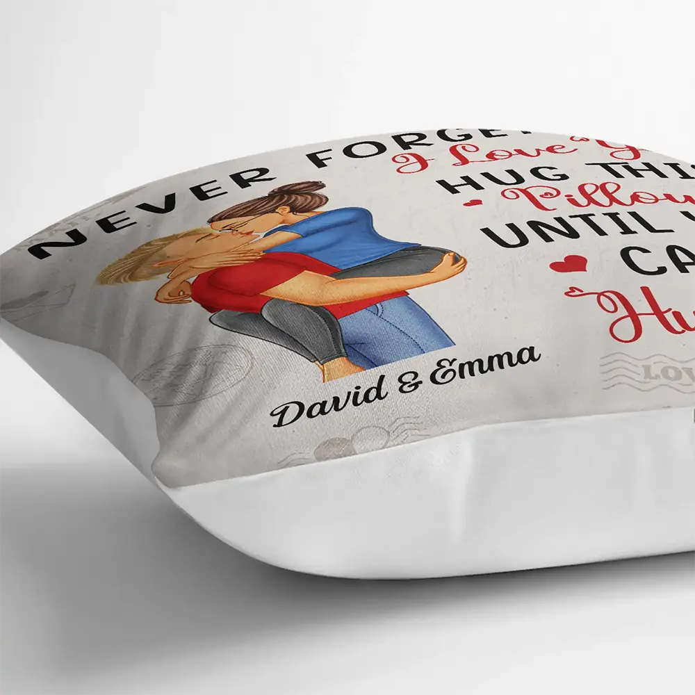Hug This Pillow Until You Can Hug Me Couples Vintage - Personalized Pillow - Image 3