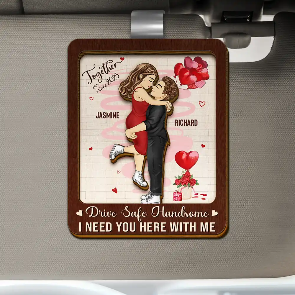 Hugging Couple Together Since - Personalized Custom Shaped Car Visor Clip