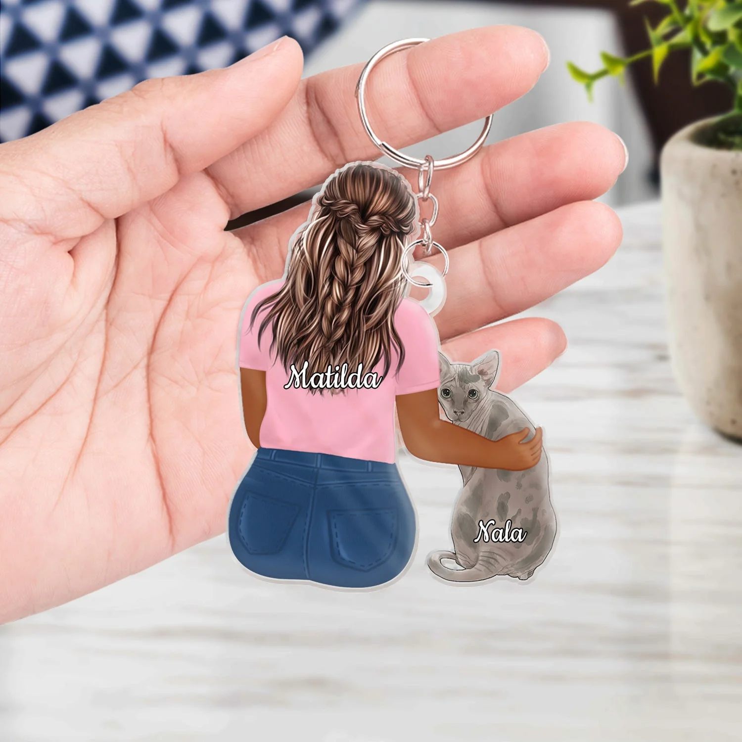 Hugging Pet - Gift For Dog Lovers, Cat Lovers - Personalized Cutout Acrylic Keychain - Image 4