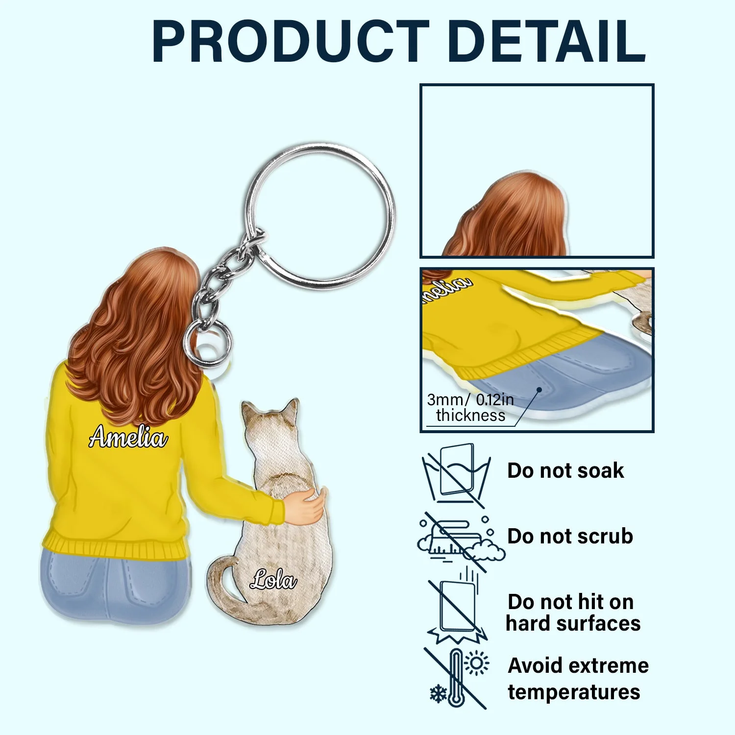 Hugging Pet - Gift For Dog Lovers, Cat Lovers - Personalized Cutout Acrylic Keychain - Image 5