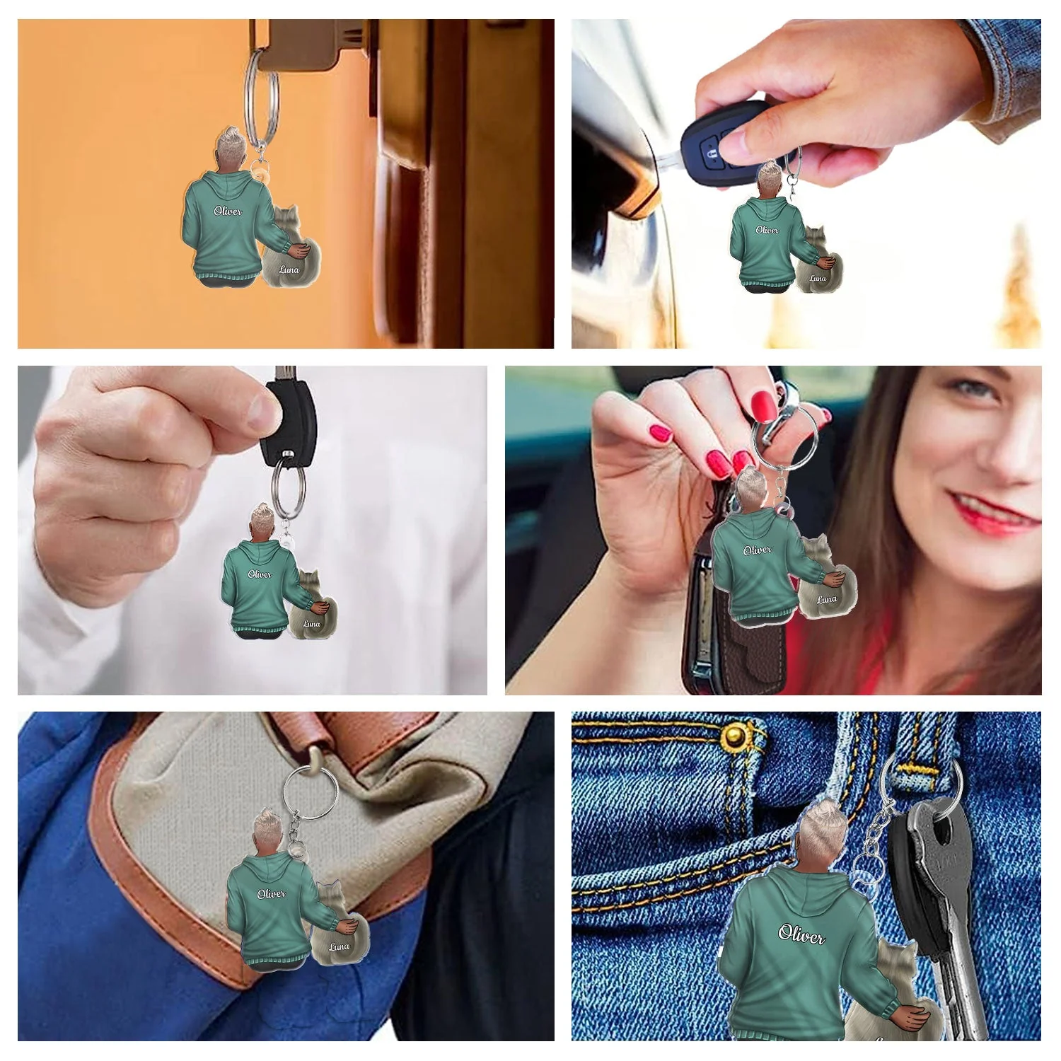 Hugging Pet - Gift For Dog Lovers, Cat Lovers - Personalized Cutout Acrylic Keychain - Image 6