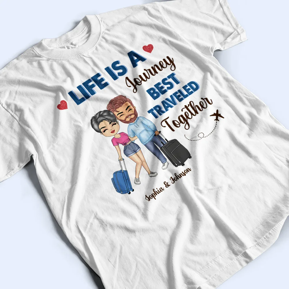 Husband And Wife Adventure Partners For Life - Personalized T Shirt - Image 3