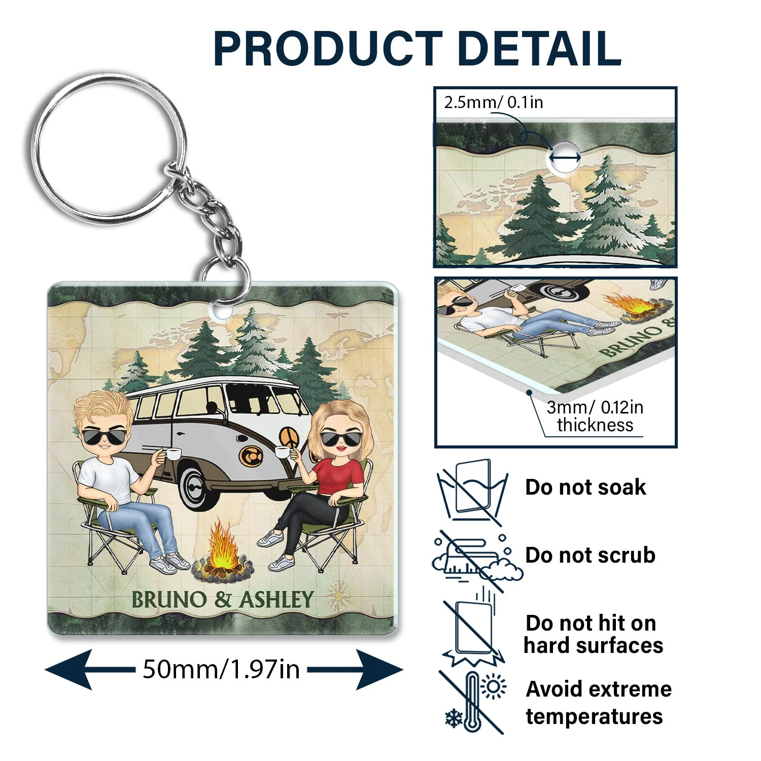 Husband And Wife Camping Partners For Life - Anniversary, Birthday Gift For Spouse, Husband, Wife, Boyfriend, Girlfriend, Campers - Personalized Custom Acrylic Keychain - Image 5