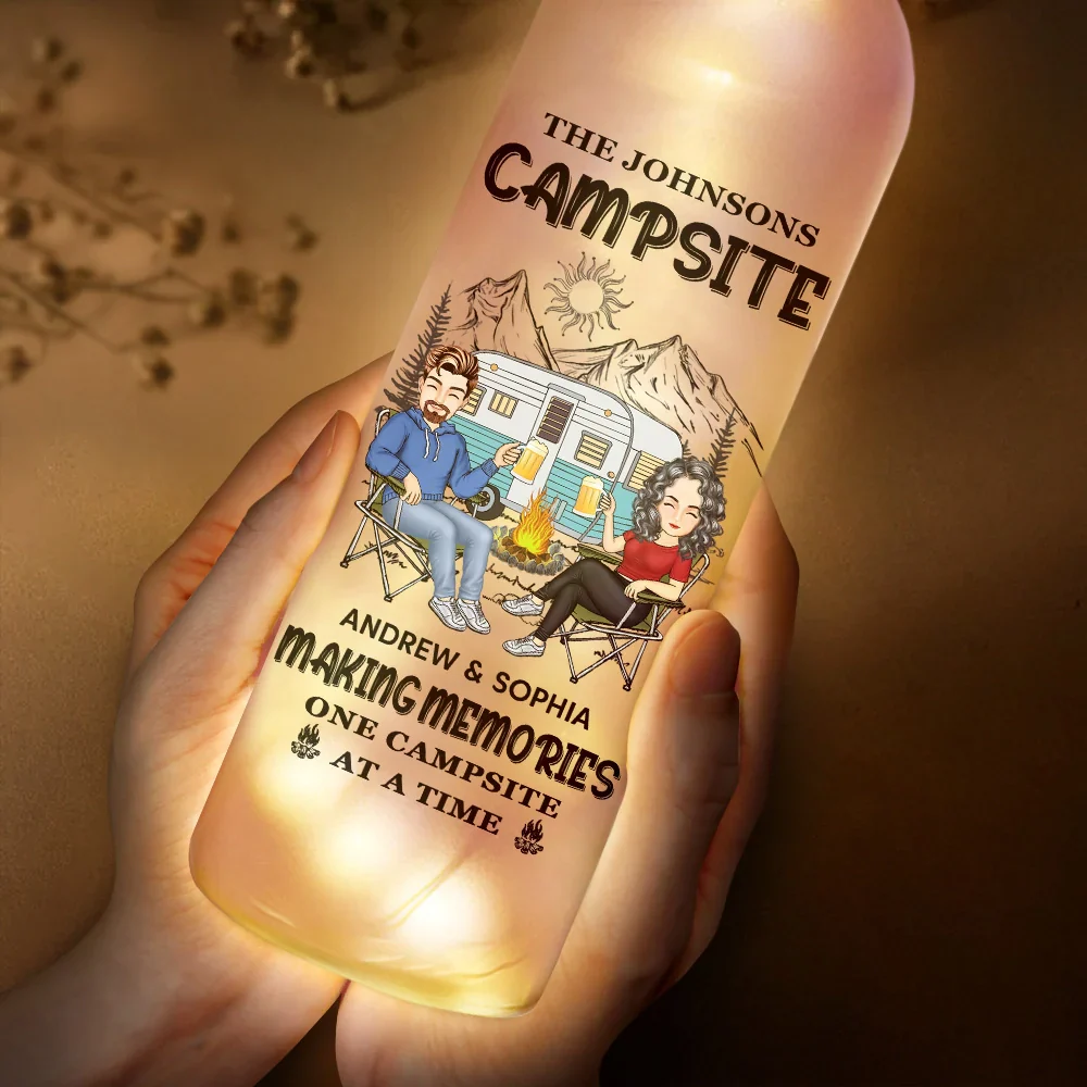 Husband And Wife Camping Partners For Life - Personalized Bottle Light - Image 3