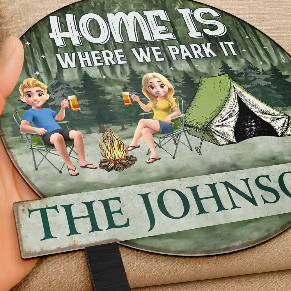 Husband And Wife Camping Partners For Life - Personalized Metal Garden Stake - Image 3