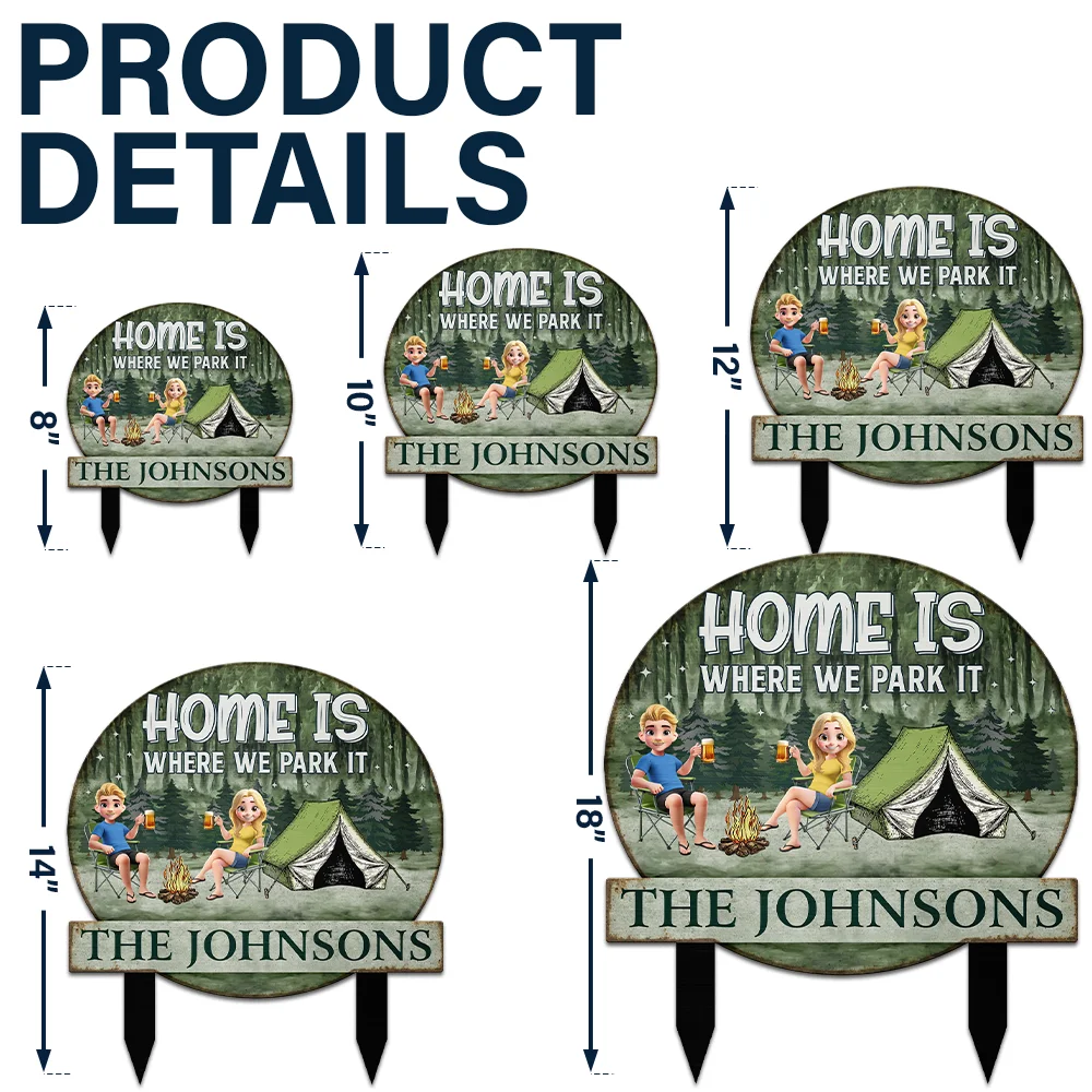 Husband And Wife Camping Partners For Life - Personalized Metal Garden Stake - Image 5