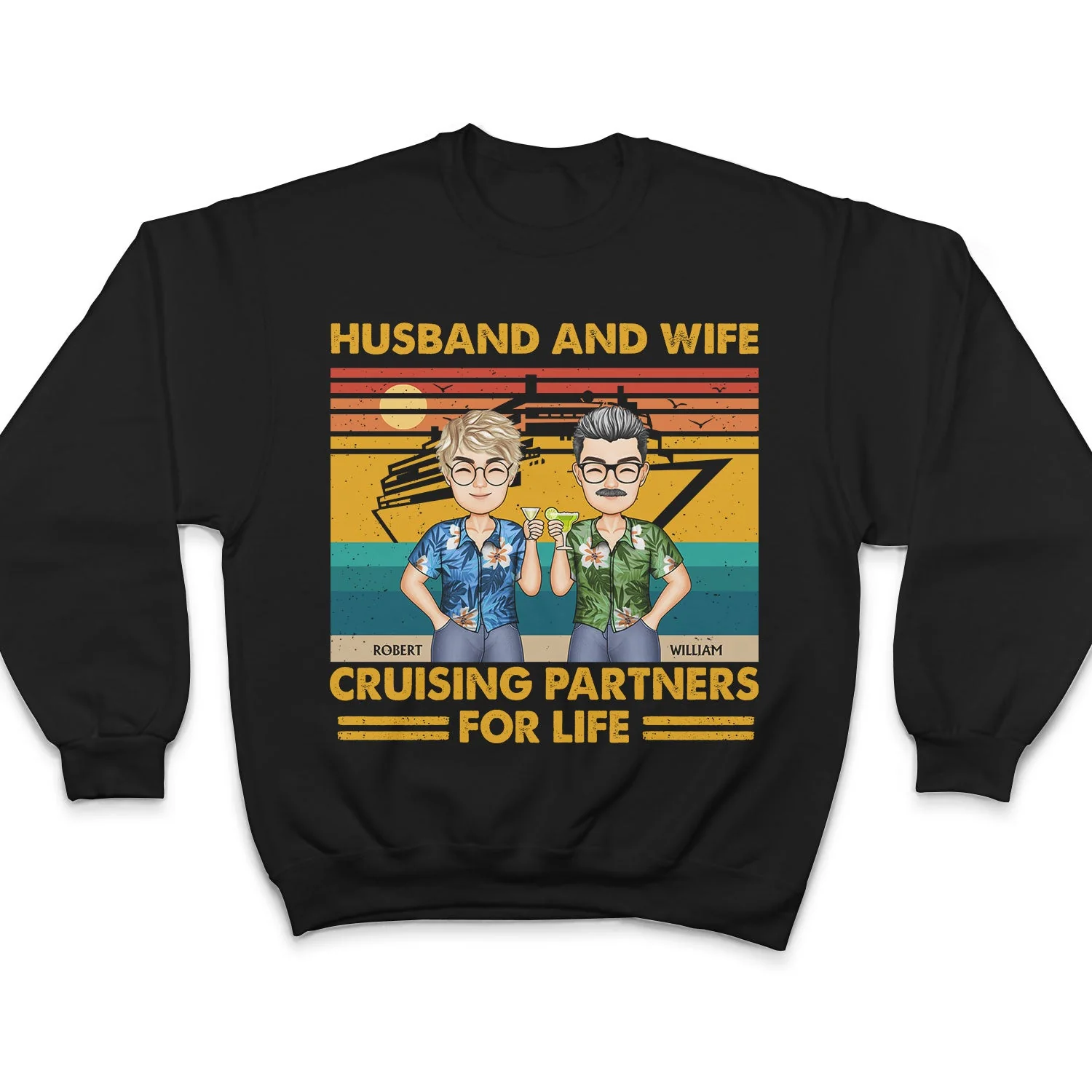 Husband And Wife Cruising Partners For Life Traveling Couples Beach Vacation - Anniversary, Birthday Gift For Spouse, Boyfriend, Girlfriend - Personalized Custom T Shirt - Image 5
