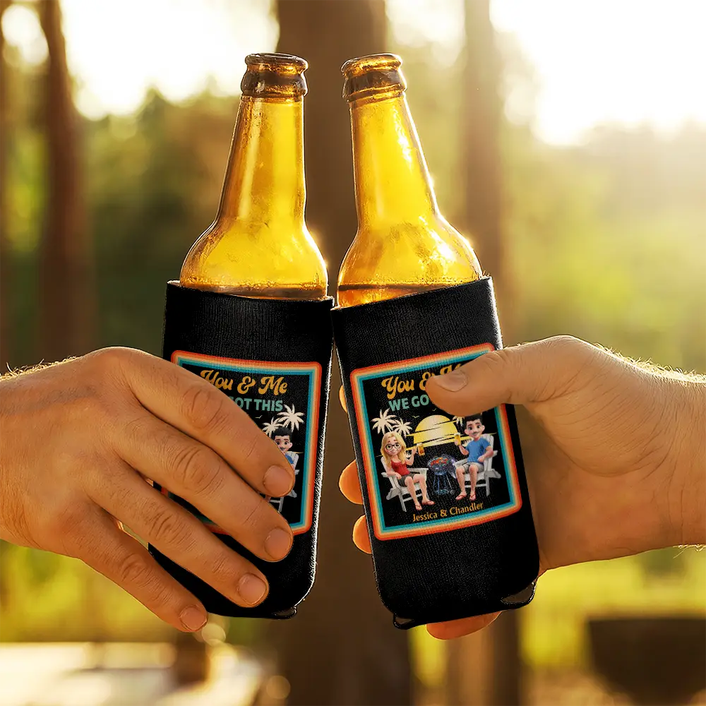 Husband And Wife Drinking Buddies For Life - Personalized Can Cooler Sleeve - Image 5