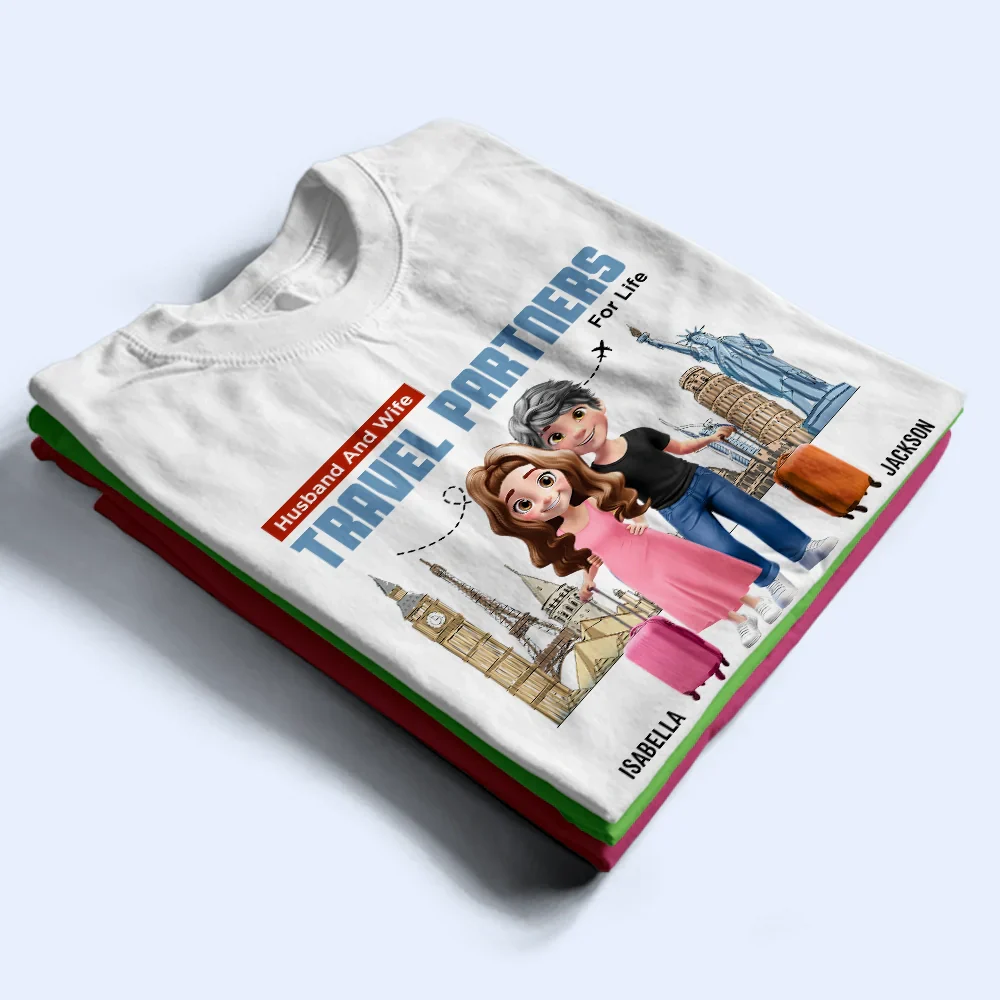 Husband And Wife Travel Couple For Life - Personalized T Shirt - Image 2