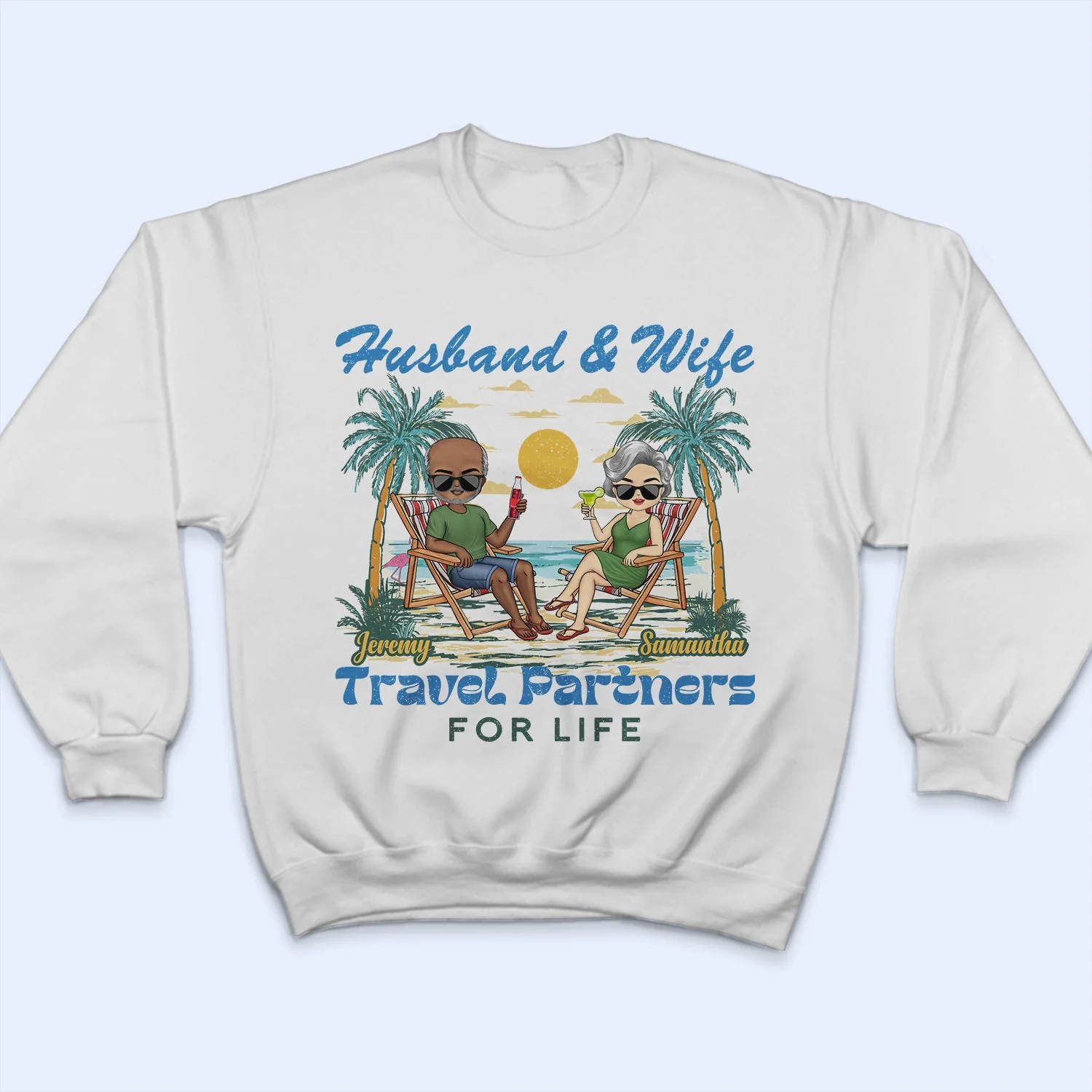 Husband And Wife Travel Partners For Life Beach Traveling - Birthday, Anniversary, Travel, Vacation Gift For Couple, Parents - Personalized T Shirt - Image 5