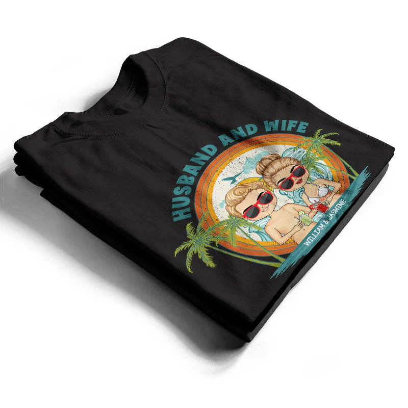 Husband And Wife Travel Partners For Life - Gift For Couples - Personalized Custom T Shirt - Image 2