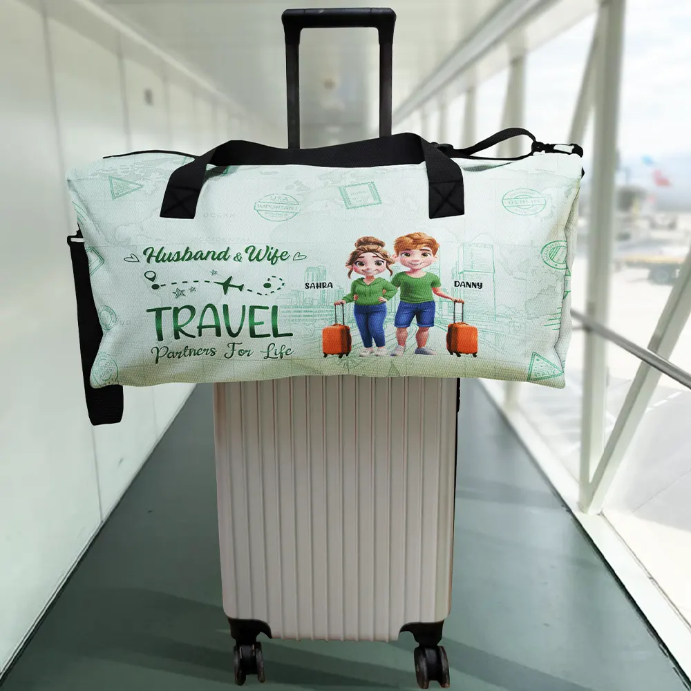 Husband And Wife Travel Partners For Life - Personalized Duffle Bag - Image 2